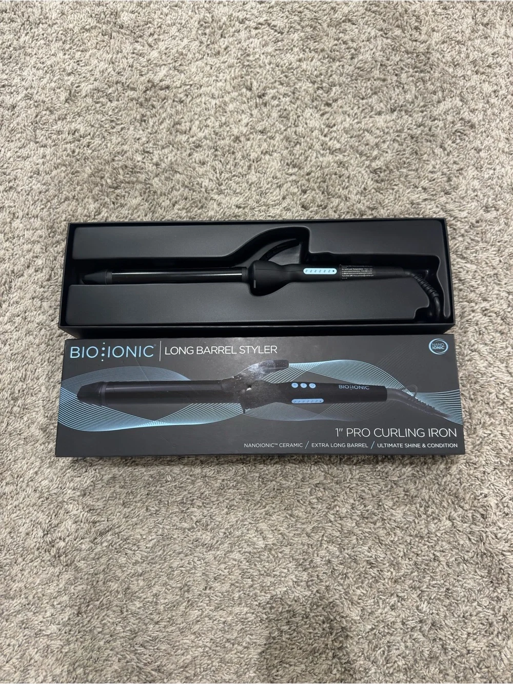 BioIonic 1” Long Barrel Pro Curling Iron - Black